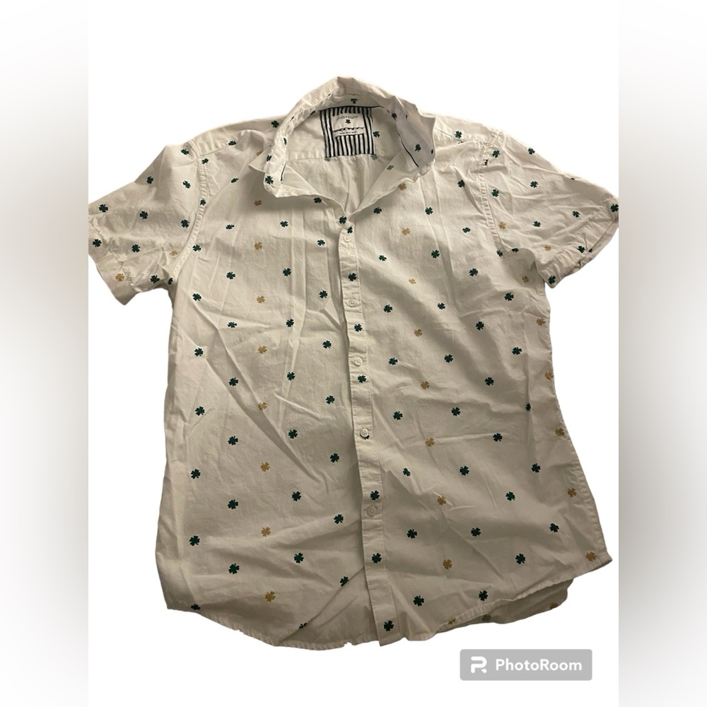 Denim and flower mens button up (medium)